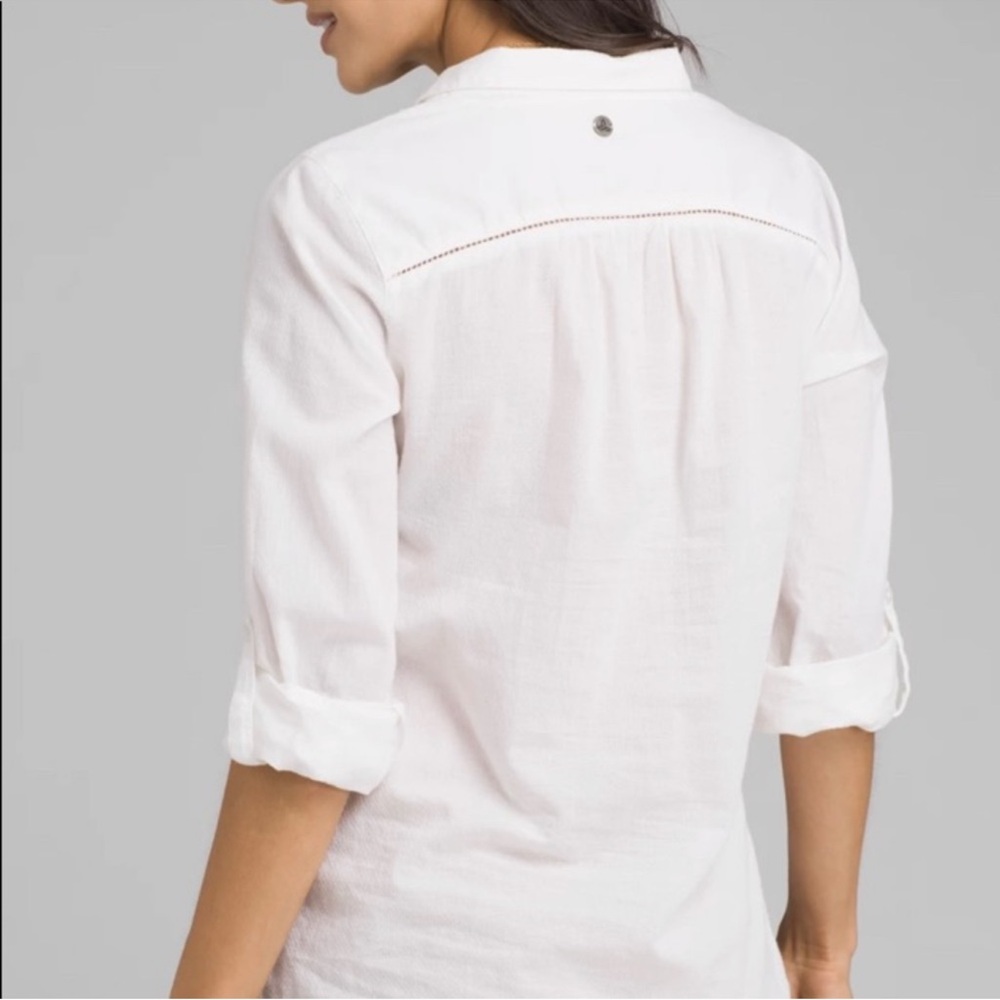 Prana Katya‎ White Button-Up 100% Cotton Blouse. Medium. Lightweight. - Picture 2 of 7